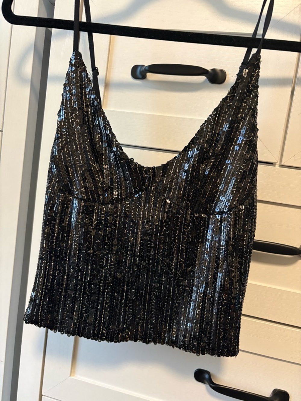 Zara Black Sequin Spaghetti Strap Camisole